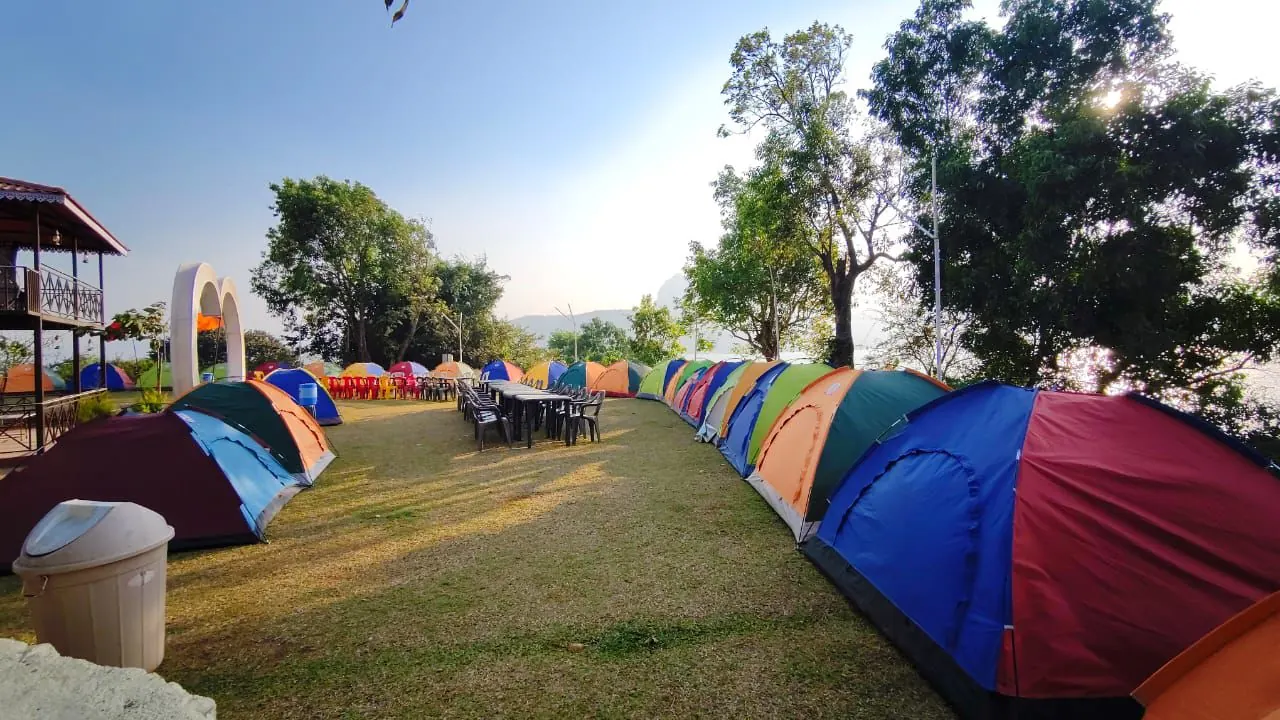 Wide view of the tents at Chillout Pawana